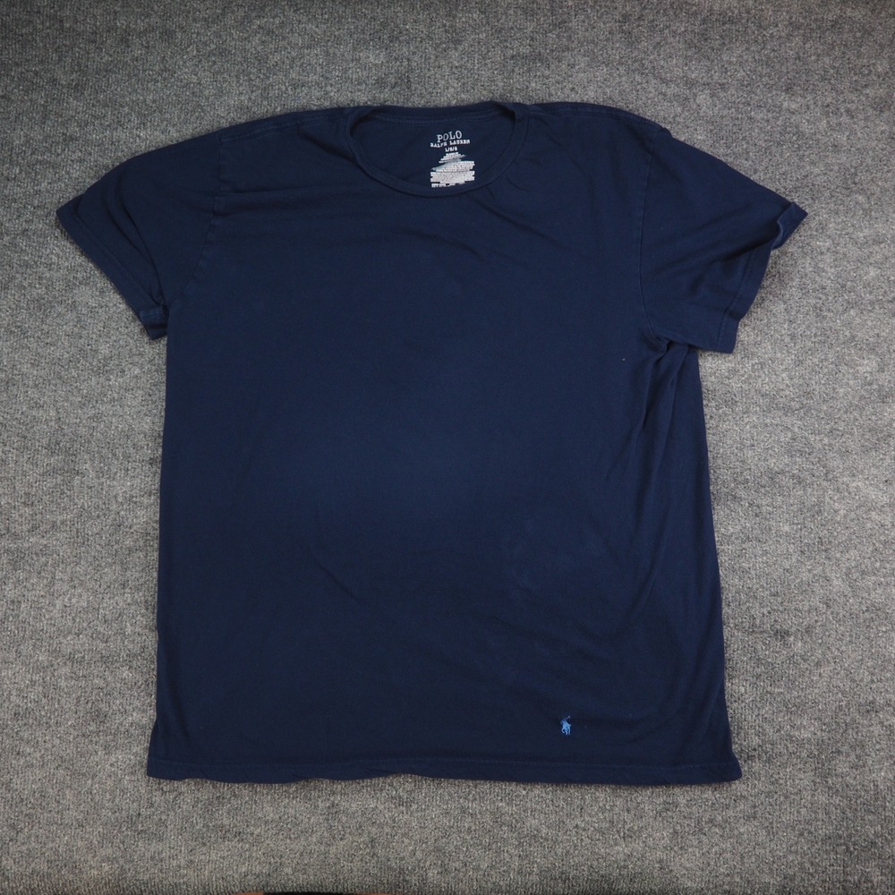 Polo Ralph Lauren T-Shirt Mens Large Classic Fit Navy Blue Solid Preppy Basic